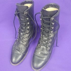 Vintage Justin Boots leather kiltie lacer ropers